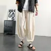 8X calças cropped largas estilo chinês tamanho G para homens, calças finas de seda gelo bordadas de secagem rápida, calças respiráveis de verão