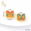 Nuevas Cuentas Espaciadoras con Agujero Pasante para Pulsera DIY Auspiciosas de Esmalte Dorado Arena Conserva Color Estilo Chino Flor de Loto Trébol de Cuatro Hojas