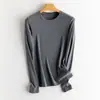 Camiseta Base Antibacteriana Autoaquecente de Seda de Amora com Lã Fina Costurada de Alta Elasticidade Manga Longa Gola Redonda/Meia-Alta/Gola Alta