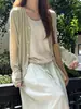 Cardigan de Lyocell Tencel com Toque Fresco e Amigo da Pele, Proteção Solar para Mulheres, Peça de Roupa para o Verão, Emagrecedor, Top Soltinho Relaxado, Jaqueta Fina