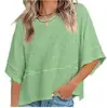 2025 Europeu e Americano Amazon Venda Cruzada Mais Vendida Novo Estilo Patchwork Cor Sólida Manga Sino Casual Solta Camiseta Roupas Femininas