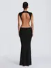 Ropa de Mujer al por Mayor Europea y Americana 2026 Cuello Alto sin Mangas Ajustado de Alta Gama Hueco Revelador de Cintura Sexy Espalda Descubierta Vestido Largo