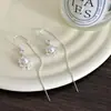 Brincos de Gancho com Tassel de Flor de Zircônia Branca Estilo Mori Super Fada Fresco e Natural Temperamento Estilo Longo Emagrecimento Facial Brincos Absolutamente Bonitos