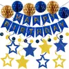 Set de decoración temático de fiesta de cumpleaños multicolor transfronterizo con guirnalda de pentagrama, pancarta de banderines de panal en espiral