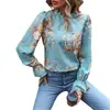 Top de Manga Larga Estampado para Mujer de Comercio Exterior Europeo y Americano en Amazon