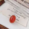 Pingente de Prata S925 Sterling com Granate Natural e Âmbar, Colar Flor Fantasma Europeu e Americano, Corrente para Clavícula