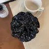 Goma para el pelo de estilo bosque vintage azul marino de cuatro capas para moño Scrunchie Cuerda para el pelo versátil de verano para mujer