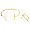 Conjunto de joias feminino de duas peças com linhas geométricas estilosas, anel de pulseira simples, requintado, versátil