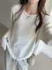 Camiseta Básica de Mezcla Premium de Tencel y Lana para Mujer, Estilo Coreano, Cuello Redondo Pequeño, Holgada Casual, Corte Relajado, Top de Hombro Regular