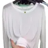 Cobertura para ar-condicionado com proteção solar, chifon transparente, revelando sutilmente, caimento solto, efeito emagrecedor, camiseta de manga longa, estilo fino feminino, transfronteiriço