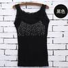 Colete de Strass Estilo Coreano para Mulheres Versátil Verão Acabamento em Renda Algodão Canelado Gypsophila Strass Slim Fit Top Básico