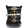 Pulseira trançada estilo europeu e americano abacaxi amor conta preta mapa tartaruga conta ciano Fio Diamante pulseira turquesa conjunto de cinco peças