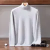 Suéter de cachemira de cuello alto para hombre, capa base de punto para otoño e invierno, de manga larga, corte holgado, cálido, suéter casual de lana para usar en capas