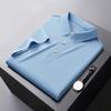 Sudeste Asiático Transfronteiriço Toque Fresco Sem Costura Colado Manga Curta Camisa Polo Masculina Business Cor Sólida Tricô Camiseta Masculina Top