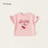 Bangxuan Roupa Infantil Conjunto de Verão para Meninas com Laço Camiseta Rosa e Saia de Bolo de Comprimento Médio Roupa de Verão Duas Peças para Bebê