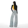 Jeans Retro Americanos de Pierna Ancha para Mujer, Novedad Primavera 2026 Pantalones de Pierna Ancha Sueltos de Cintura Alta con Efecto de Caída, Pantalones Adelgazantes de Longitud Completa