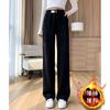 Pantalones anchos de chenilla de 145 cm de alto para mujer, pantalones casuales rectos de pana con forro polar de otoño e invierno de 150