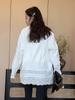Camiseta Branca de Renda com Costura de Comprimento Médio, Versátil, Camisa Base Feminina de Manga Longa, Top Interno Modelador de Alta Qualidade, Primavera Feminina