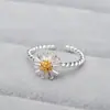 Dz Anel de Flor Margarida para Mulheres Nicho Doce Delicado Anel para Dedo Indicador Elegante Simples Luxo Leve Joia Versátil