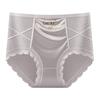 Ropa interior nueva para mujer sexy de talle medio transpirable sin costuras de seda de hielo satinada talla grande que contrae el abdomen levanta caderas shorts triangulares para mujer cabeza
