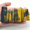 Venda Quente Transfronteiriça Pedra Bruta de Cristal Natural Bastão Polido Olho de Tigre Amarelo e Azul Decorações de Ornamentos para Mesa de Escritório em Casa Atacado