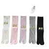 Calcetines de estilo Ins, estilo coreano, calcetines de punta dividida para mujer, calcetines holgados hasta la mitad de la pantorrilla, color liso, tejido de ochos, calcetines de dos dedos, estilo fino para primavera y otoño, calcetines versátiles