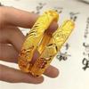 Pulsera de Boda Electrochapada en Oro Real Versión Abierta Amplia Pulsera Doble Felicidad Dragón y Fénix Oro de Alta Imitación para Mujer Novia Boda Etiqueta de Cerdo Dorada
