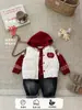 Colete de plumas com bordado de gato de desenho animado estilo coreano para meninos, colete de bebê com gola alta, colete quente para camadas de outono e inverno