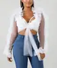 Nuevo top cardigan de malla transparente sexy de manga larga de tres capas para mujer, otoño europeo y americano, Amazon ebay