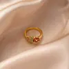Anel de Flor Rosa Personalizado Tendência, Design de Nicho, Sensação de Alto Padrão, Anel Colorido Versátil de Liga de Zinco para Mulheres