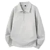 M-8XL2026 Nova Moletom Pesado Masculino de Outono Jaqueta Masculina com Zíper Parcial e Gola Polo