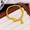 Loja de Ouro Mesmo Estilo Pulseira de Cabacinha Dourada Pixiu Trevo de Quatro Folhas da Sorte para Mulheres, Pulseira da Moda de Luxo Leve, Presente para Namorada