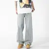 Jeans para Hombre Primavera y Otoño Calle Alta Marca de Tendencia ins Casual Gordito Guapo Combinan con Todo Sueltos Cordón Pantalones Rectos