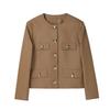 Chaqueta de Piel Genuina Nueva Haining Primavera y Otoño 2023 para Mujer Corta Cuello Redondo Piel de Oveja Chaqueta de Aroma Pequeño Chaqueta de Piel Lista en Stock