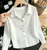 Otoño 2026 Nueva Camisa Elegante Sencilla de Solapa de Manga Larga para Mujer Delgada Transpirable de Temperamento Versátil Camiseta Top Adelgazante para Mujer