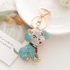 Llavero creativo y bonito con forma de caniche con incrustaciones de diamantes para coche, colgante de cachorro del zodiaco, ideal como regalo para bolso de mujer.