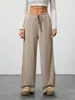 Amazon Comercio Exterior Transfronterizo Nuevos Pantalones Casuales de Pierna Ancha con Cordón en la Cintura y Caída para Mujer Europeos y Americanos de Color Sólido