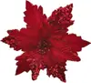 Venta caliente transfronteriza 25 cm franela con lentejuelas flor de Navidad hecha a mano gris plateado dorado polvo simulación decoración de árbol de Navidad fábrica de origen