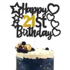 Amazon Preto Ouro Coração Estrela Número Cartão Grande de Inserção Decoração de Bolo de Aniversário Suprimentos Papel Glitter Topper de Bolo