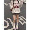Camiseta Base Minimalista Ropa Exterior de Clase Alta Sin Capucha Ropa Superior Estampada Suéter de Cuello Redondo Ropa de Mujer Colegio Europeo y Americano Manga Larga Moda