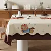 Toalha de Mesa Desenho Animado, Sem Lavagem, Impermeável, À Prova de Óleo, Resistente ao Calor, Estilo Dopamina Creme, Toalha de Mesa Retangular, Protetor de Mesa, Chá