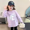 Camiseta versátil de algodón puro para niñas, con cuello redondo y manga larga, nueva para primavera y otoño, estilo coreano, casual, corte holgado, camiseta básica para niños mayores