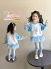Conjunto de Otoño para Niña Elegante Malla Niños Elsa Princesa Sudadera Vestido Primavera Otoño Bebé Niña Leggings Conjunto de Dos Piezas