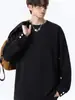 Camiseta de manga larga otoñal, retro y sofisticada para hombre, con hombreras acolchadas, corte holgado estilo coreano, color liso y un look moderno y cool, perfecta como capa base.