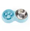 Venta al por mayor de fábrica cuenco para perro pequeño y mediano gato cuenco para mascotas suministros para mascotas vajilla para perro Teddy comida lenta protector contra ahogamiento acero inoxidable