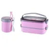 Caja de almuerzo de acero inoxidable 304 doble caja bento de PP taza para almuerzo y yogur recipiente para ensalada taza de vacío microondas transfronterizo