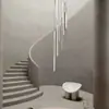 Luzes de escada longas e finas, minimalistas e luxuosas, luminárias pendentes em forma de U, iluminação moderna para salas de estar de pé-direito duplo e luminárias para vilas com pé-direito alto