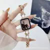 Adequado para Apple Watch 10 Modelo Slim Pulseira de Metal com Duas Correntes Estilo Borboleta Chanel Iwatch11 Geração Se