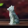Grava de cristal natural zorro sentado adorno animal de resina para escritorio accesorio de decoración