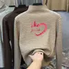 Camiseta de Manga Larga DeRong para Niñas Otoño/Invierno 2026 Capa Interior Infantil Cuello Alto Capa Base Cálida Bebé Top Rayado